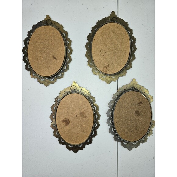 Set 4 Vintage Framed Art Victorian Brass Metal Fellinger - Picture 8 of 10